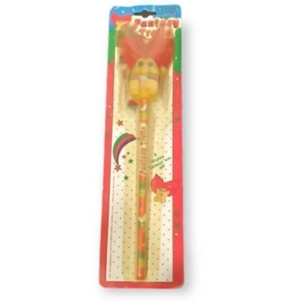 Vintage NIP Fantasy Trolls Pencil With Troll‎ Topper 1992 Noteworthy Christmas